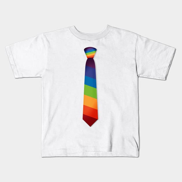 Equality LGBT Gay Lesbian Pride Tie Rainbow Flag Kids T-Shirt by macshoptee